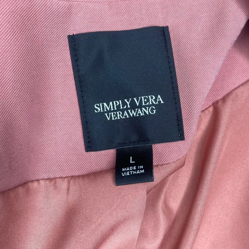 SIMPLY VERA Vera Wang Coquette Pink Roll-Tab Open Front Relaxed Blazer L